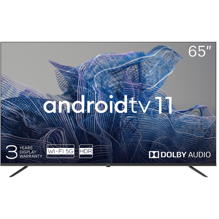 65 , UHD, Android TV 11, Black, 3840х2160, 60 Hz, Sound by JVC, 2x12W, 53 kWh/1000h , BT5.1, HDMI ports 4, 24 months [0]