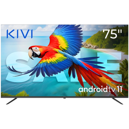 TV, Multimedia & Electronice - 75", UHD, Android TV 11, Black, 60 Hz, AV1, Sound 2x12W, 127 kWh/1000h, Energy F, WiFi5G, BT5.1, 4xHDMI, 2xUSB, Blue Remote, 24 months