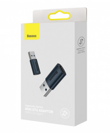 ADAPTOR Baseus Ingenuity Series Mini OTG, USB 3.1 (T) to USB Type-C (M), corp metalic, albastru "ZJJQ000103" (include timbru verde 0.25 lei) - 6932172605803 [1]