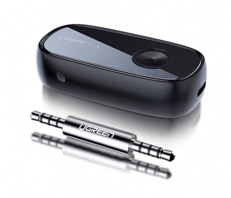Adaptoare - ADAPTOR Bluetooth Jack 3.5 Ugreen, "CM279" acumulator inclus, microfon inclus, convertor audio wireless cu APTX, versiune bluetooth 5.0, negru "70304" (include TV 0.18lei) - 6957303873043