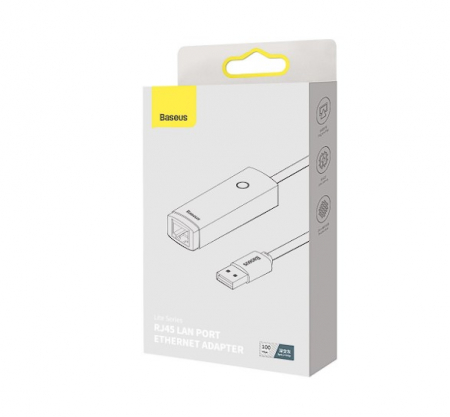 ADAPTOR RETEA Baseus Lite, USB 2.0 to RJ-45 10/100 Mbps Adapter, metalic, LED, gri "WKQX000013" (include TV 0.18lei) - 6932172606046 [1]