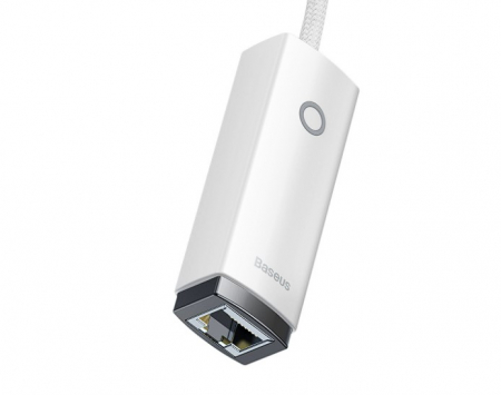 ADAPTOR RETEA Baseus Lite, USB Type-C to RJ-45 10/100 Mbps Adapter, LED, alb "WKQX000202" (include TV 0.18lei) - 6932172606091 [1]