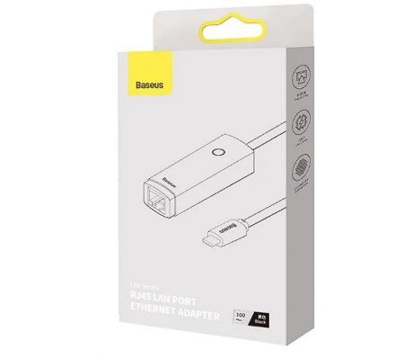 ADAPTOR RETEA Baseus Lite, USB Type-C to RJ-45 Gigabit LAN, LED, negru "WKQX000301" (include TV 0.18lei) - 6932172606114 [2]