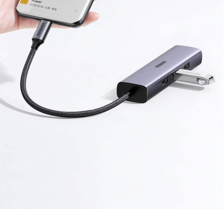 ADAPTOR RETEA Ugreen, "cm475" extern, USB 3.0 (T) la port Gigabit RJ-45, porturi USB: USB 3.0 x 3, USB Type-C x 1, argintiu "60554" (include TV 0.18lei) - 6957303865543 [3]