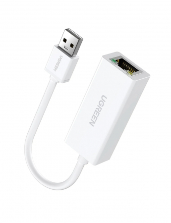 Adaptoare - ADAPTOR RETEA Ugreen, \\"CR110\\" USB 2.0 to Gigabit RJ-45 10/100 Mbps Adapter, LED, alb \\"20253\\" (include TV 0.18lei) - 6957303822539