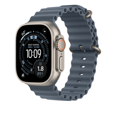 Apple Watch 49mm Band:  Anchor Blue Ocean Band - Natural Titanium Finish [2]