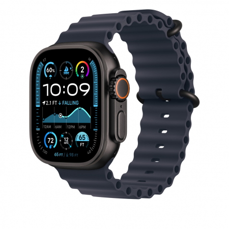 Apple Watch 49mm Band:  Navy Ocean Band - Black Titanium Finish [1]