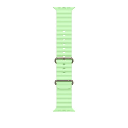 Smart Watch - Apple Watch 49mm Band:  Neon Green Ocean Band - Natural Titanium Finish