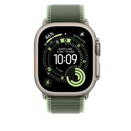 Apple Watch 49mm Loop:  Green/Neon Trail Loop - M/L - Natural Titanium Finish [1]