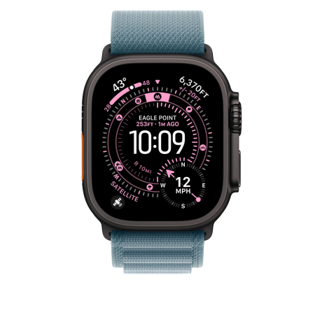 Apple Watch 49mm Loop:  Light Blue Alpine Loop - Large - Black Titanium Finish [2]