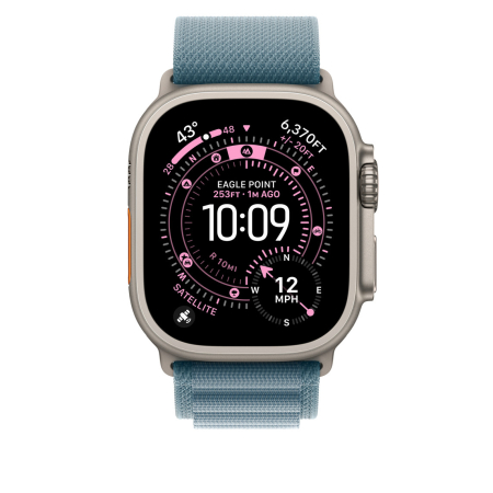 Apple Watch 49mm Loop:  Light Blue Alpine Loop - Large - Natural Titanium Finish [2]