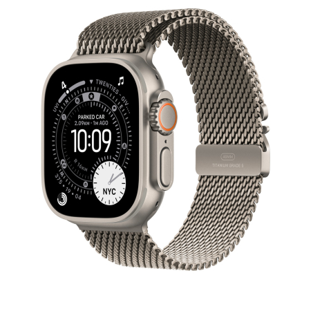 Apple Watch 49mm Loop:  Natural Titanium Milanese Loop - Large [1]