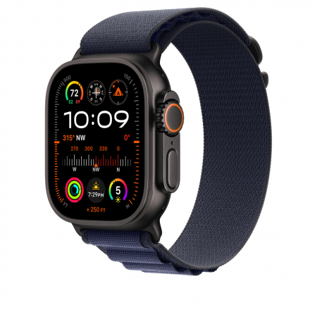 Apple Watch 49mm Loop:  Navy Alpine Loop - Medium - Black Titanium Finish [2]