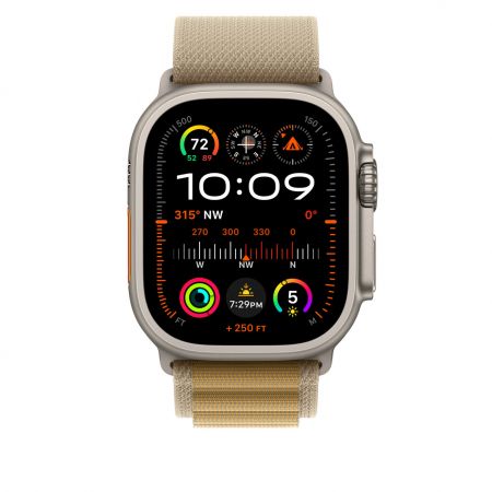 Apple Watch 49mm Loop:  Tan Alpine Loop - Small - Natural Titanium Finish [1]