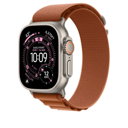 Apple Watch 49mm Loop:  Terra Cotta Alpine Loop - Medium - Natural Titanium Finish [1]