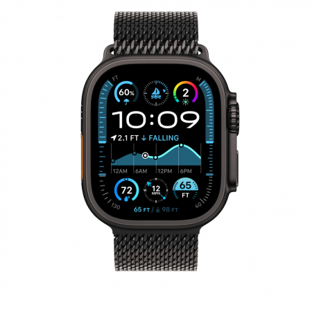 Apple Watch 49mm Milanese Loop:  Black Titanium Milanese Loop - Large [2]