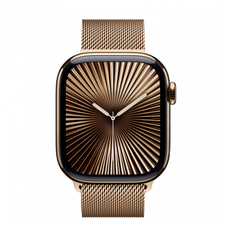 Apple Watch S10 Cellular 42mm Gold Titanium Case with Gold Milanese Loop [2]