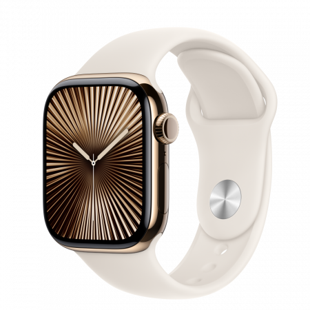 Apple Watch S10 Cellular 42mm Gold Titanium Case with Starlight Sport Band - S/M [0]