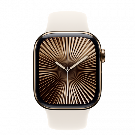 Apple Watch S10 Cellular 42mm Gold Titanium Case with Starlight Sport Band - S/M [2]