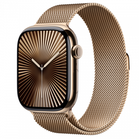 Apple Watch S10 Cellular 46mm Gold Titanium Case with Gold Milanese Loop - S/M [0]