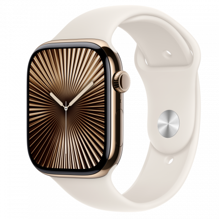 Apple Watch S10 Cellular 46mm Gold Titanium Case with Starlight Sport Band - S/M [0]