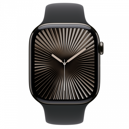 Apple Watch S10 Cellular 46mm Slate Titanium Case with Black Sport Band - S/M [2]