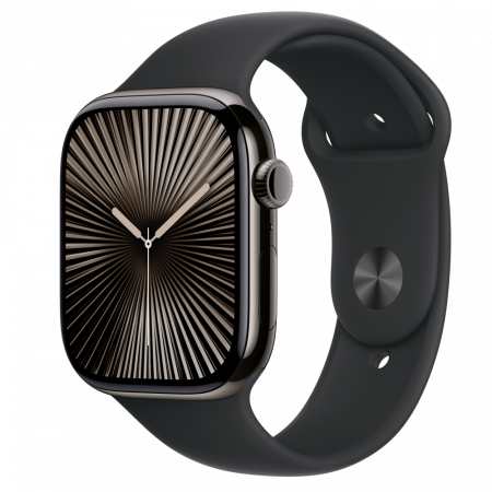 Apple Watch S10 Cellular 46mm Slate Titanium Case with Black Sport Band - S/M [0]