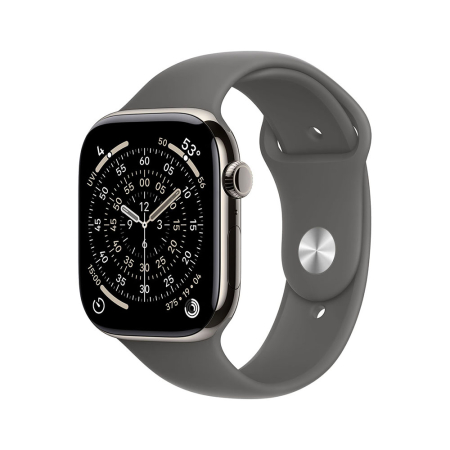 Smart Watch - Apple Watch S11 Cellular 42mm Natural Titanium Case with Stone Grey Sport Band - M/L