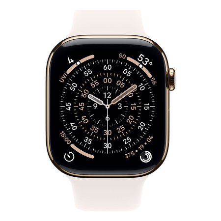 Apple Watch S11 Cellular 46mm Gold Titanium Case with Light Blush Sport Band - M/L [2]