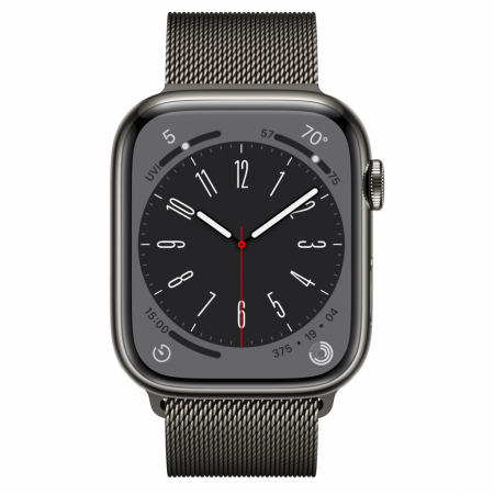 Apple Watch S8 Cellular 45mm Graphite Stainless Steel Case with Graphite Milanese Loop [1]