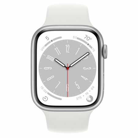 Apple Watch S8 Cellular 45mm Silver Aluminium Case with White Sport Band - Regular [1]