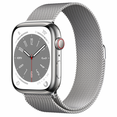 Apple Watch S8 Cellular 45mm Silver Stainless Steel Case with Silver Milanese Loop [0]