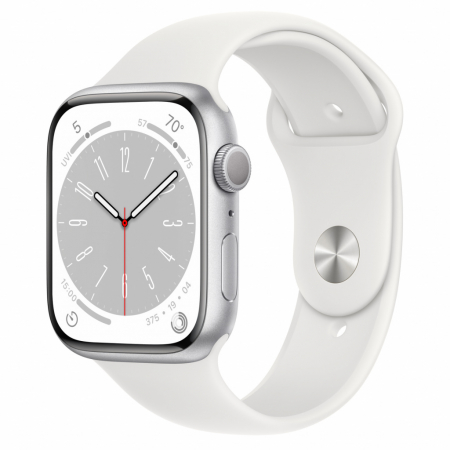 Apple Watch S8 GPS 45mm Silver Aluminium Case with White Sport Band - Regular [0]