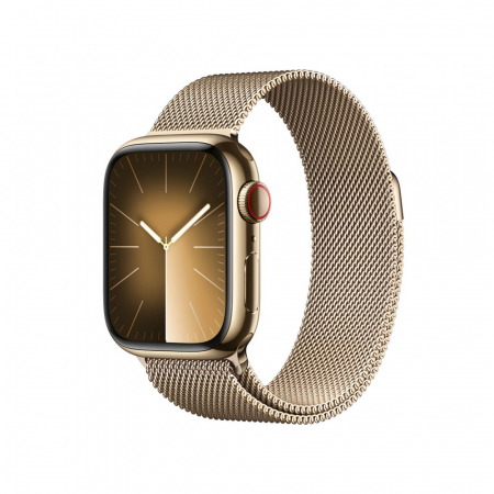 Apple Watch S9 Cellular 41mm Gold Stainless Steel Case w Gold Milanese Loop [0]