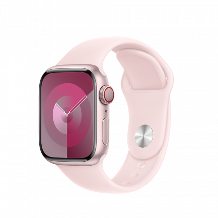 Apple Watch S9 Cellular 41mm Pink Alu Case w Light Pink Sport Band - S/M [0]