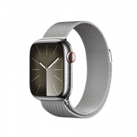 Apple Watch S9 Cellular 41mm Silver Stainless Steel Case w Silver Milanese Loop [0]