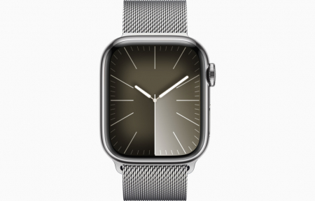 Apple Watch S9 Cellular 41mm Silver Stainless Steel Case w Silver Milanese Loop [1]
