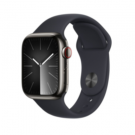Apple Watch S9 Cellular 45mm Graphite Stainless Steel Case w Midnight Sport Band - M/L [0]