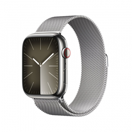 Apple Watch S9 Cellular 45mm Silver Stainless Steel Case w Silver Milanese Loop [0]