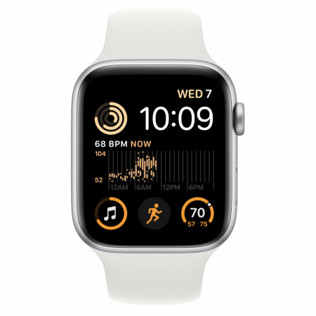 Apple Watch SE2 GPS 44mm Silver Aluminium Case with White Sport Band - Regular [1]