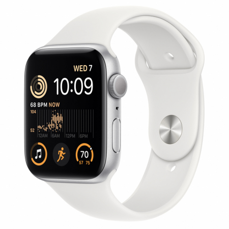 Apple Watch SE2 GPS 44mm Silver Aluminium Case with White Sport Band - Regular [0]