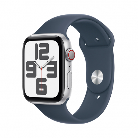 Apple Watch SE2 v2 Cellular 44mm Silver Alu Case w Storm Blue Sport Band - S/M [0]