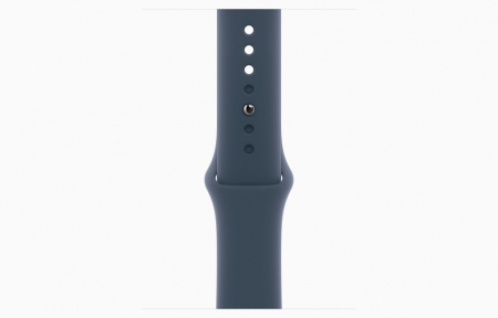 Apple Watch SE2 v2 GPS 44mm Silver Alu Case w Storm Blue Sport Band - M/L [2]