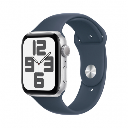 Apple Watch SE2 v2 GPS 44mm Silver Alu Case w Storm Blue Sport Band - S/M [0]