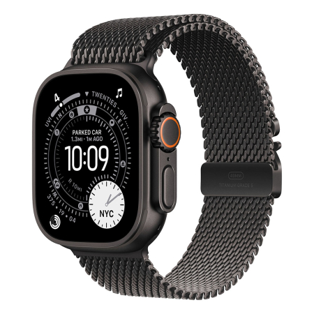 Smart Watch - Apple Watch Ultra 3 Cellular 49mm Black Titanium Case with Black Titanium Milanese Loop - Large