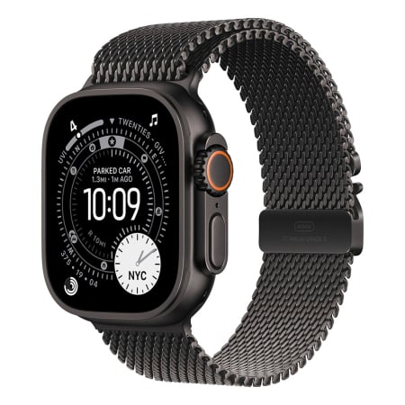 Smart Watch - Apple Watch Ultra 3 Cellular 49mm Black Titanium Case with Black Titanium Milanese Loop - Medium