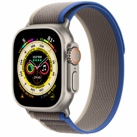 Apple Watch Ultra Cellular, 49mm Titanium Case with Blue/Gray Trail Loop - S/M [0]