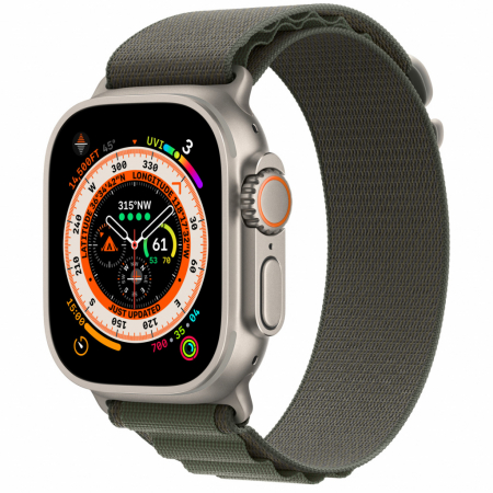 Apple Watch Ultra Cellular, 49mm Titanium Case with Green Alpine Loop - Medium [0]