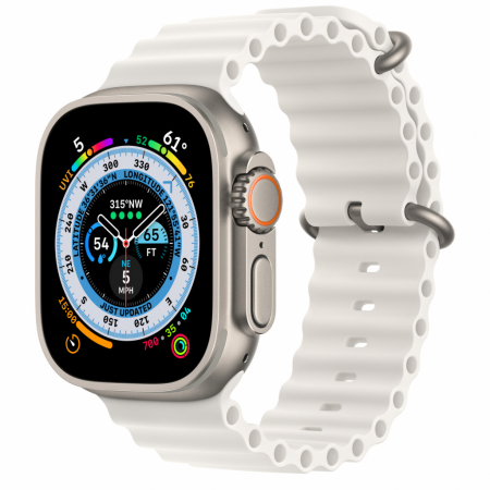 Apple Watch Ultra Cellular, 49mm Titanium Case with White Ocean Band [0]