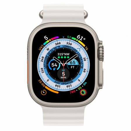Apple Watch Ultra Cellular, 49mm Titanium Case with White Ocean Band [1]
